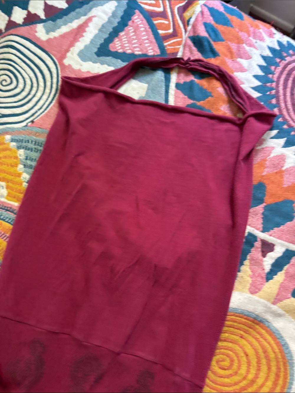 Organic cotton boho festival burgundy Halter Wide-Leg Jumpsuit Large - Picture 3 of 6